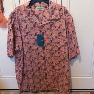 NWT CARIBBEAN SILK BLEND MEN’S SHIRT HAWAIIAN VACATION BUTTON DOWN TOUCAN L